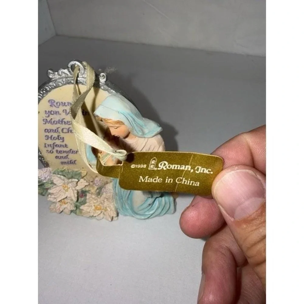Vintage 1998 Roman Inc Mary and Baby Jesus Silent Night Christmas Ornament
